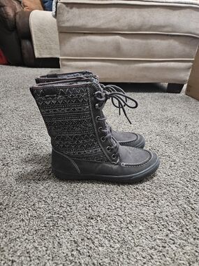 Roxy Winter Boots Women 8.5 Gray Faux Fur Lined Lace Up Hiking Snow Boots